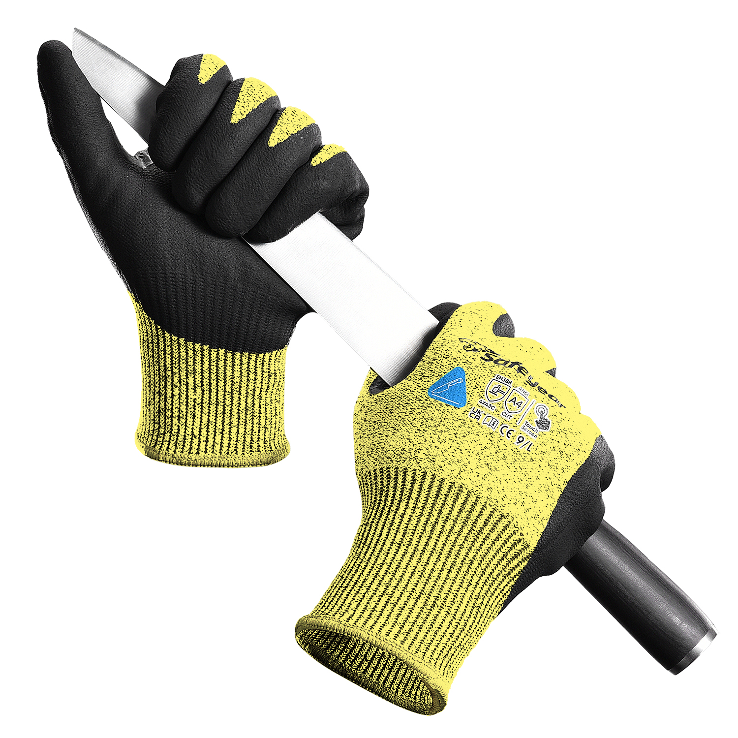 Guantes de trabajo de seguridad resistentes a cortes PD8045 Amarillo