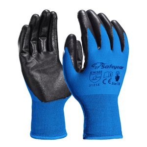 Guantes de trabajo de seguridad recubiertos de nitrilo N1552 Azul