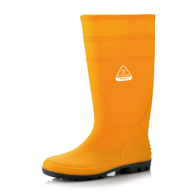 Botas de agua ocupacionales: botas de lluvia impermeables de PVC para uso en exteriores y limpieza, color amarillo