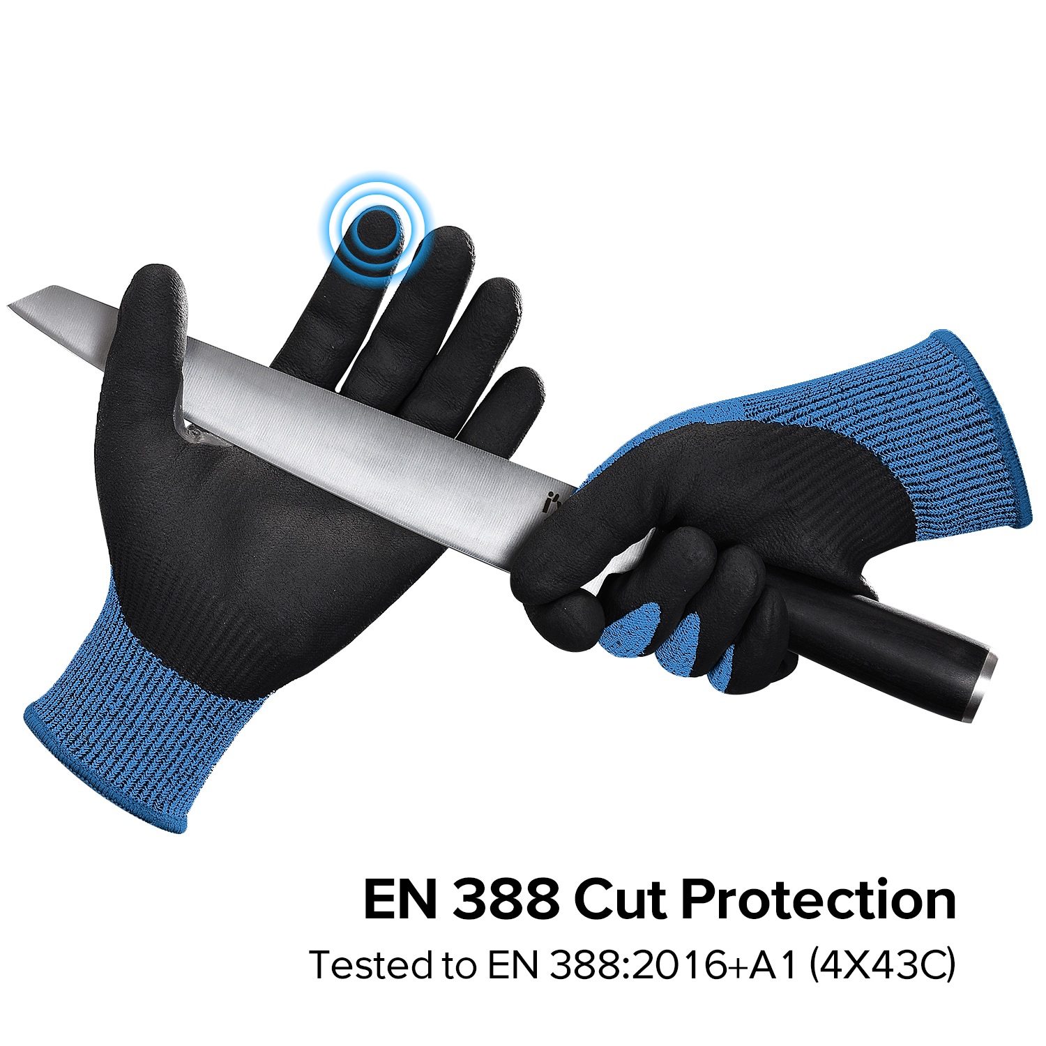 Guantes de trabajo de construcción Guantes de trabajo de seguridad resistentes a cortes PD8045 Azul