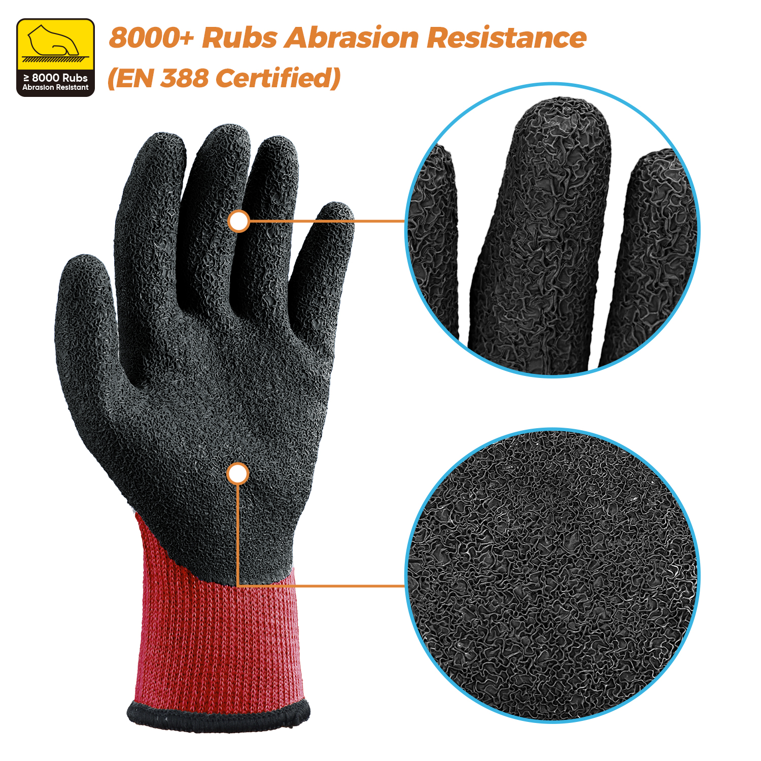 Guantes de trabajo de seguridad recubiertos de látex LY-3013 Grip Guarder Rojo