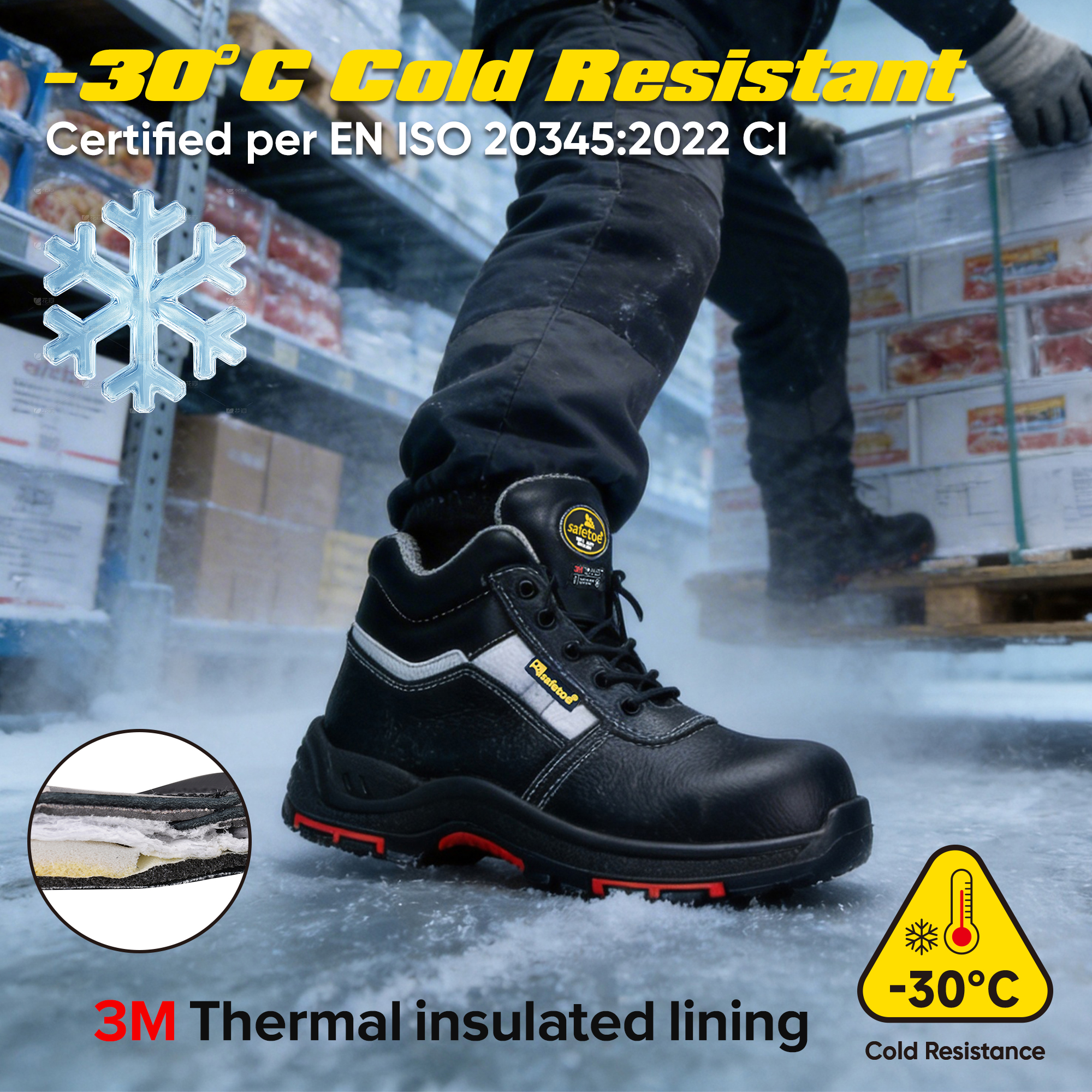 Safetoe Botas de seguridad aisladas para almacenamiento en frío M-8027PR ColdGuarder