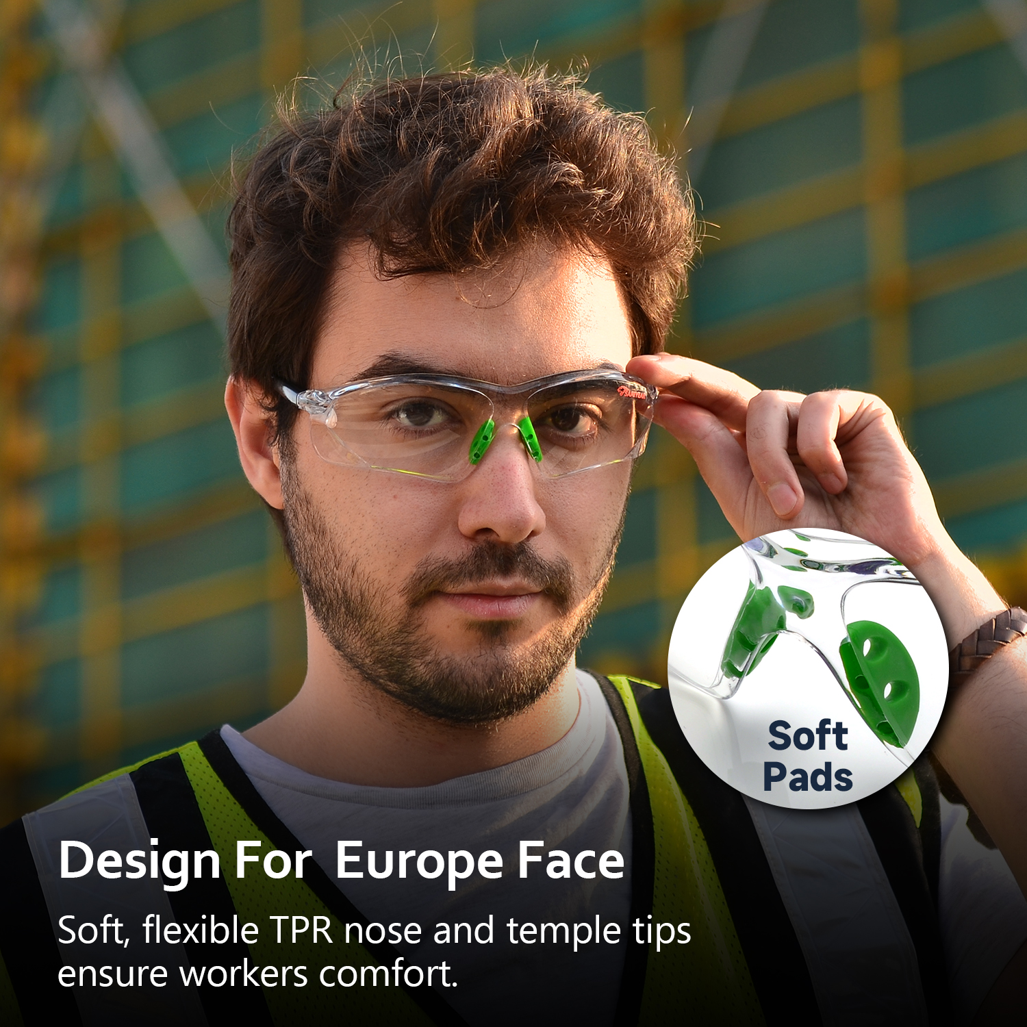 Gafas de seguridad antivaho y antiarañazos ANSI Z87.1 CE EN166 SG003 Verde