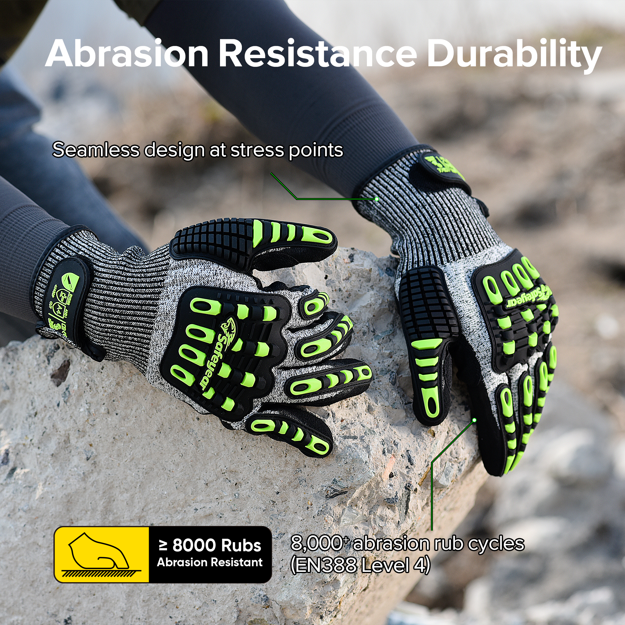 Guantes de nivel de corte HDPE Guantes de trabajo protector TPR9004 Verde