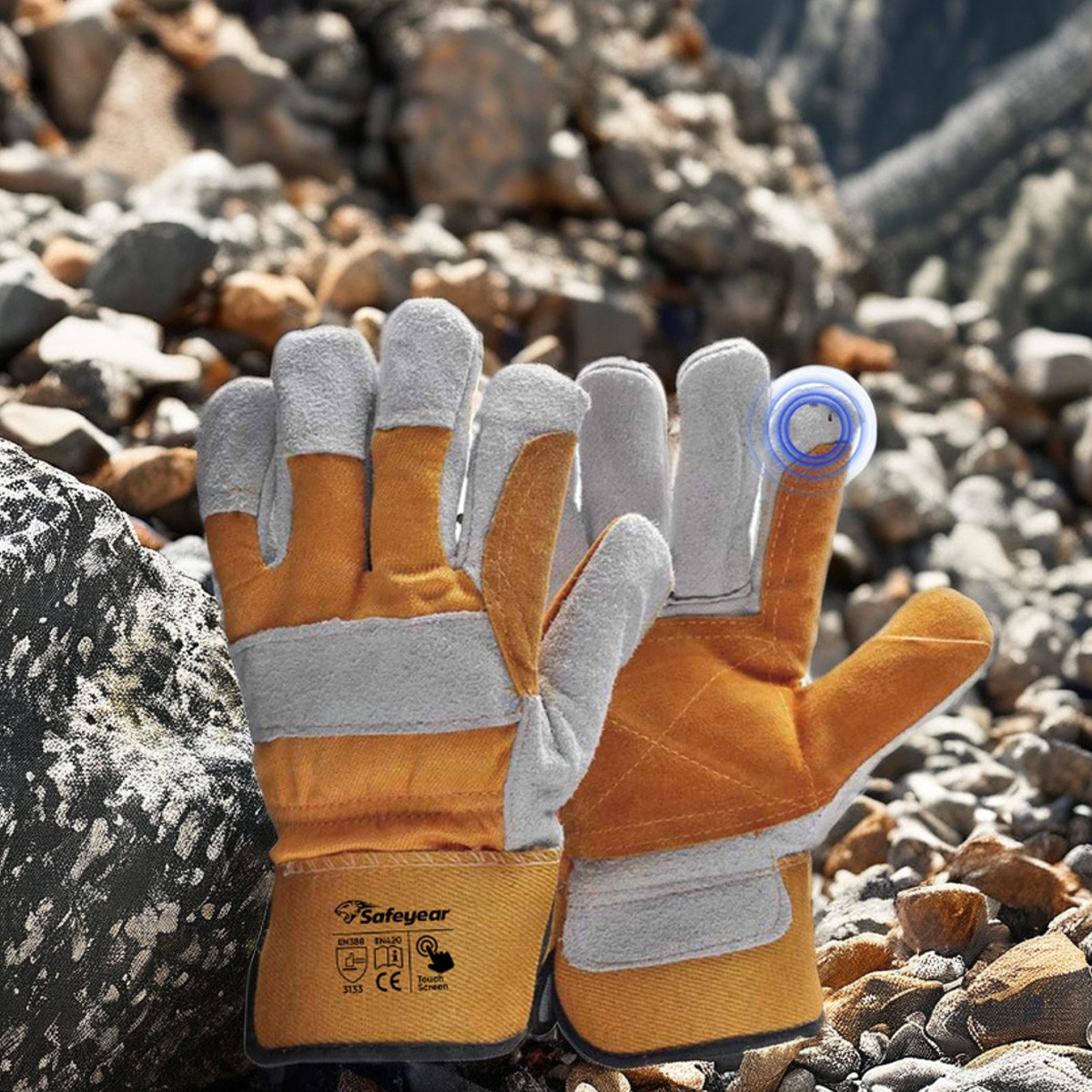 Guantes de cuero de trabajo Guantes de cuero reforzado Guantes de cuero de impacto Corte 5 FL-1015 Amarillo
