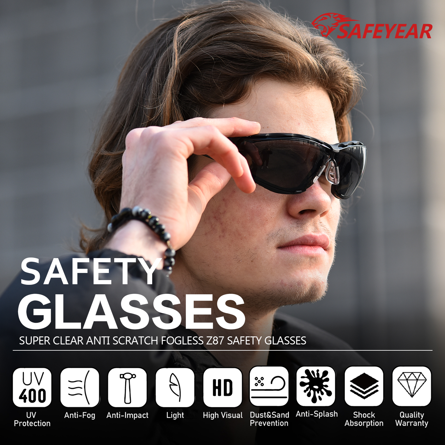 Gafas industriales Gafas de seguridad protectores para mujeres SG037 Negro