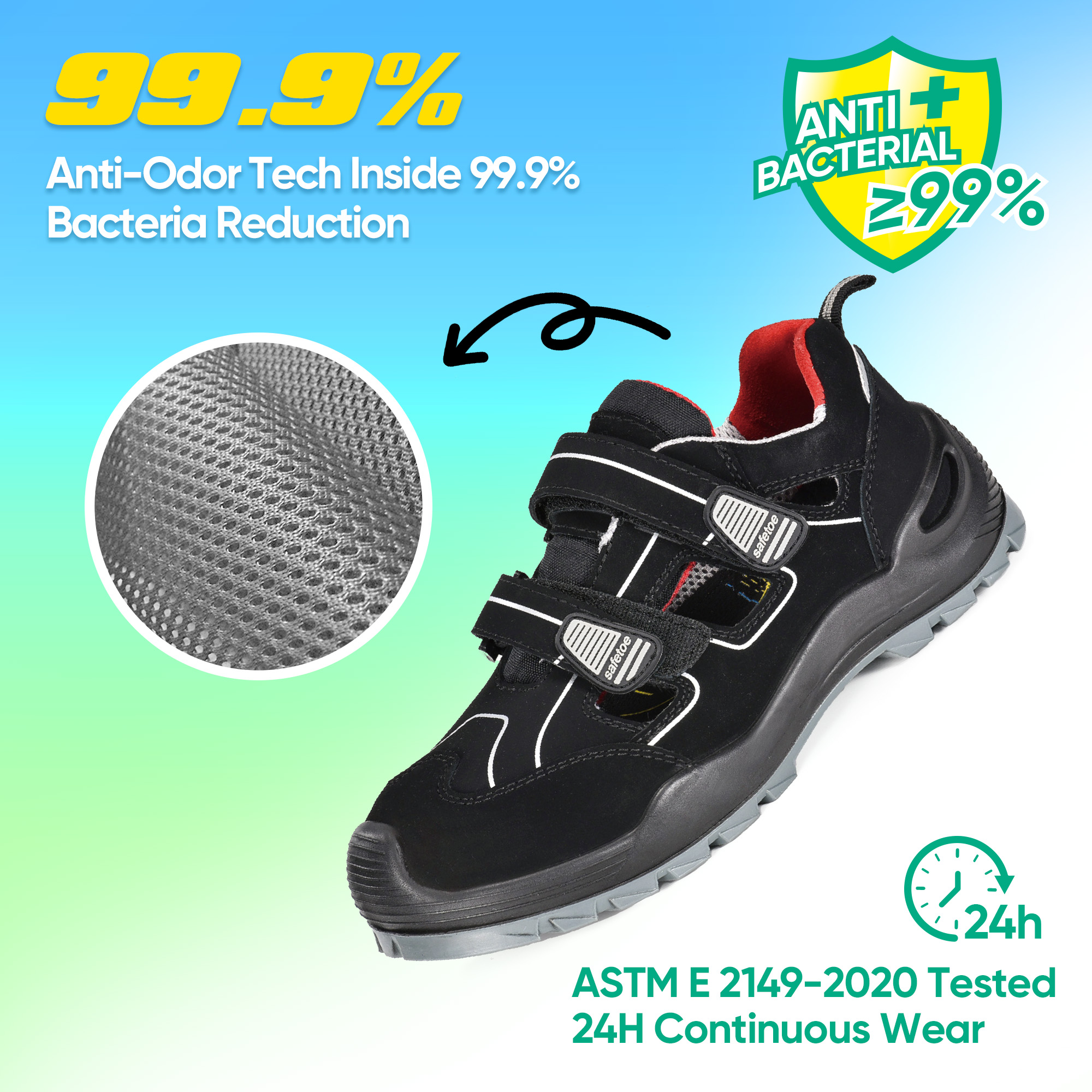 Sandalias de seguridad de cuero livianas zapato de trabajo con tapa compuesta S1P L-7518