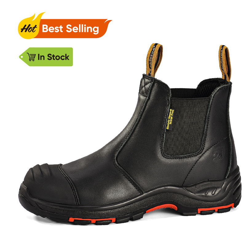 Botas de seguridad de cuero negro para hombres y mujeres M-8025NB BK