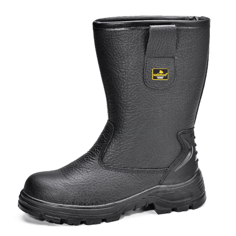 Botas de seguridad Rigger de cuero negro con punta de acero | H-9430