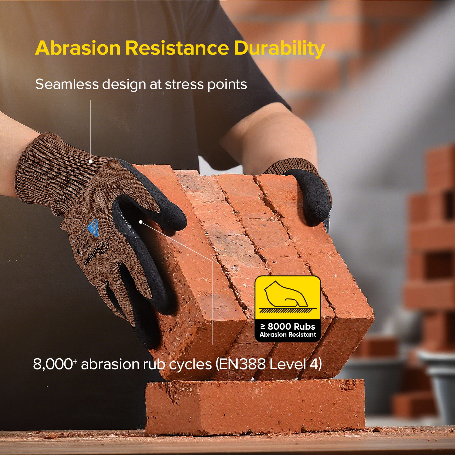 Guantes de trabajo de construcción Guantes de trabajo de seguridad resistentes a cortes PD8045 Brown