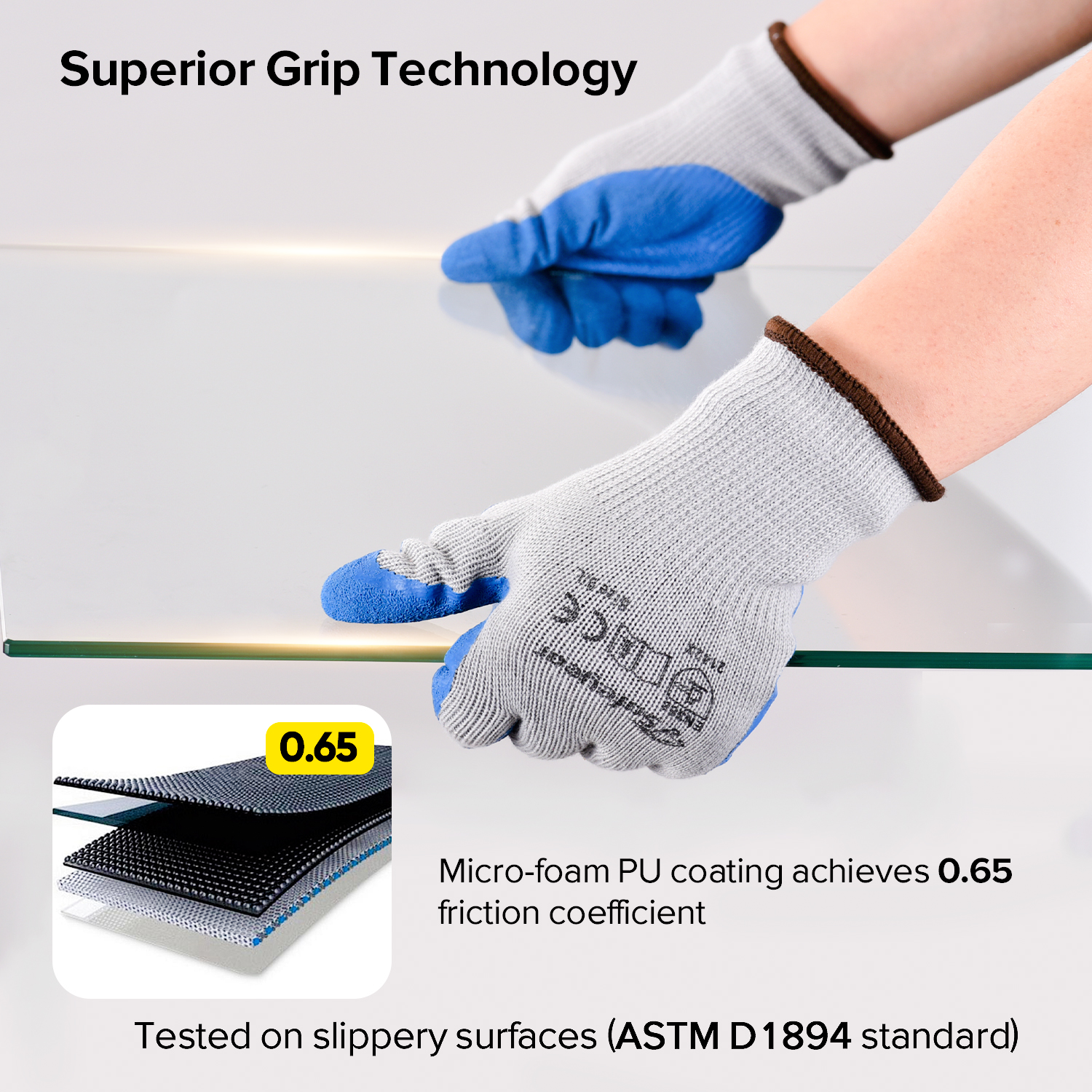 Guantes de trabajo de seguridad recubiertos de látex LY-3013 Azul