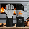 Guantes resistentes al calor para soldar guantes de cuero de vaca FL-1023 negro y gris