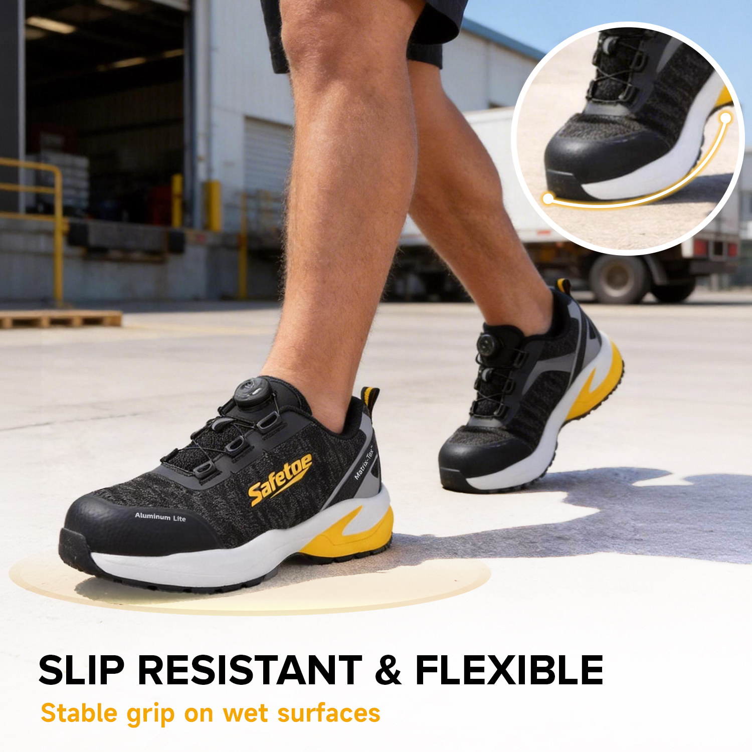 Zapatos de seguridad laboral de verano con punta de aluminio antideslizantes para trabajadores de logística L-7609 Amarillo