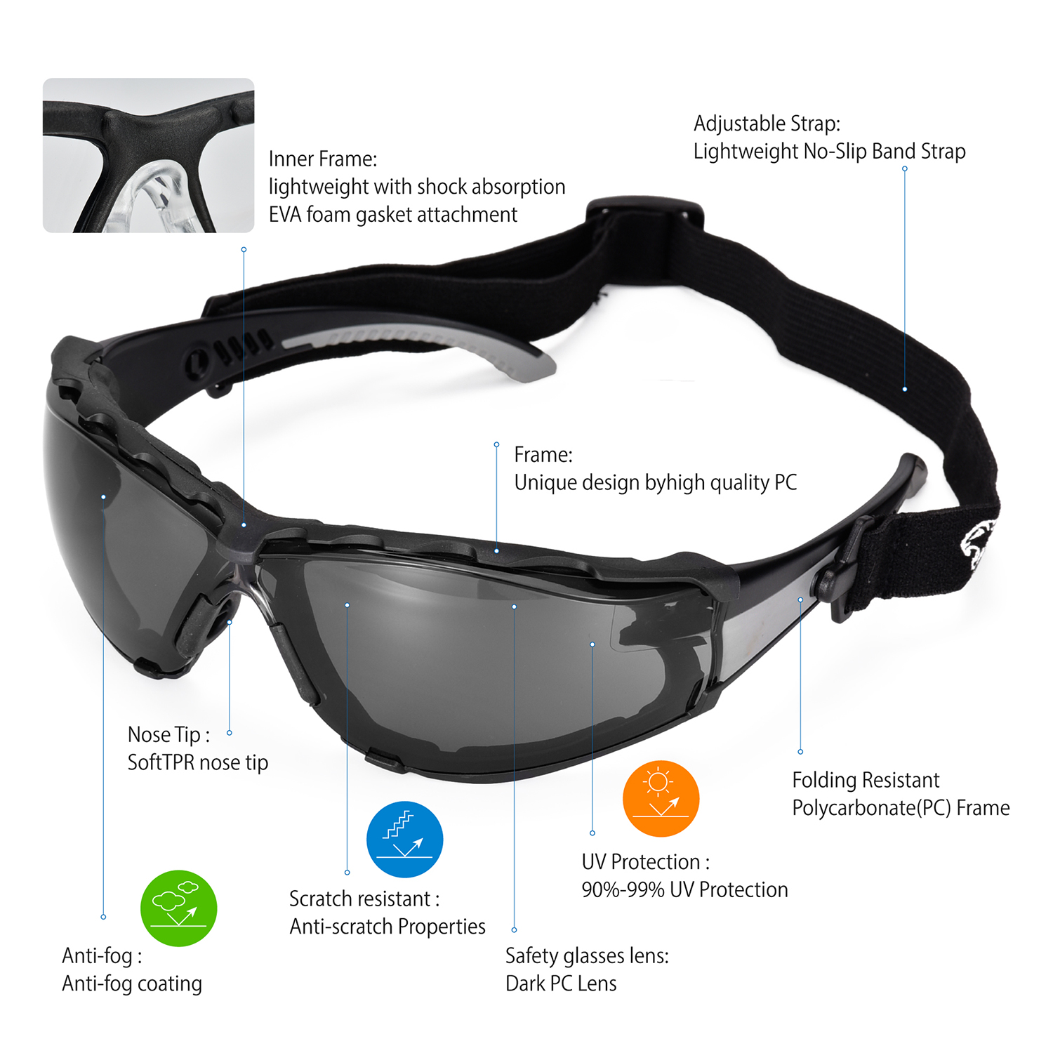 Gafas de seguridad protectores de stock listos para mujeres SG037 Negro