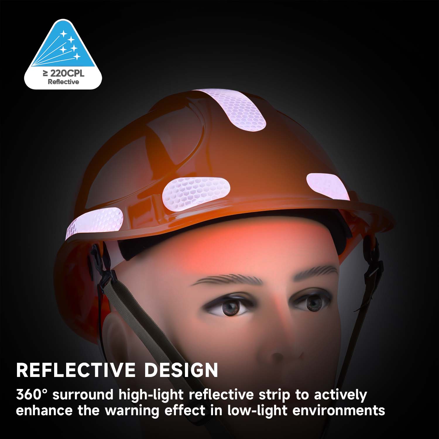 Casco de seguridad ventilado de alta visibilidad con tiras reflectantes