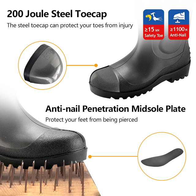 S5 Botas de seguridad de lluvia W-6037 Negro