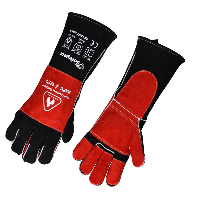 Guantes de soldadura con láser Guantes de prueba de calefacción de cuero FL-1026