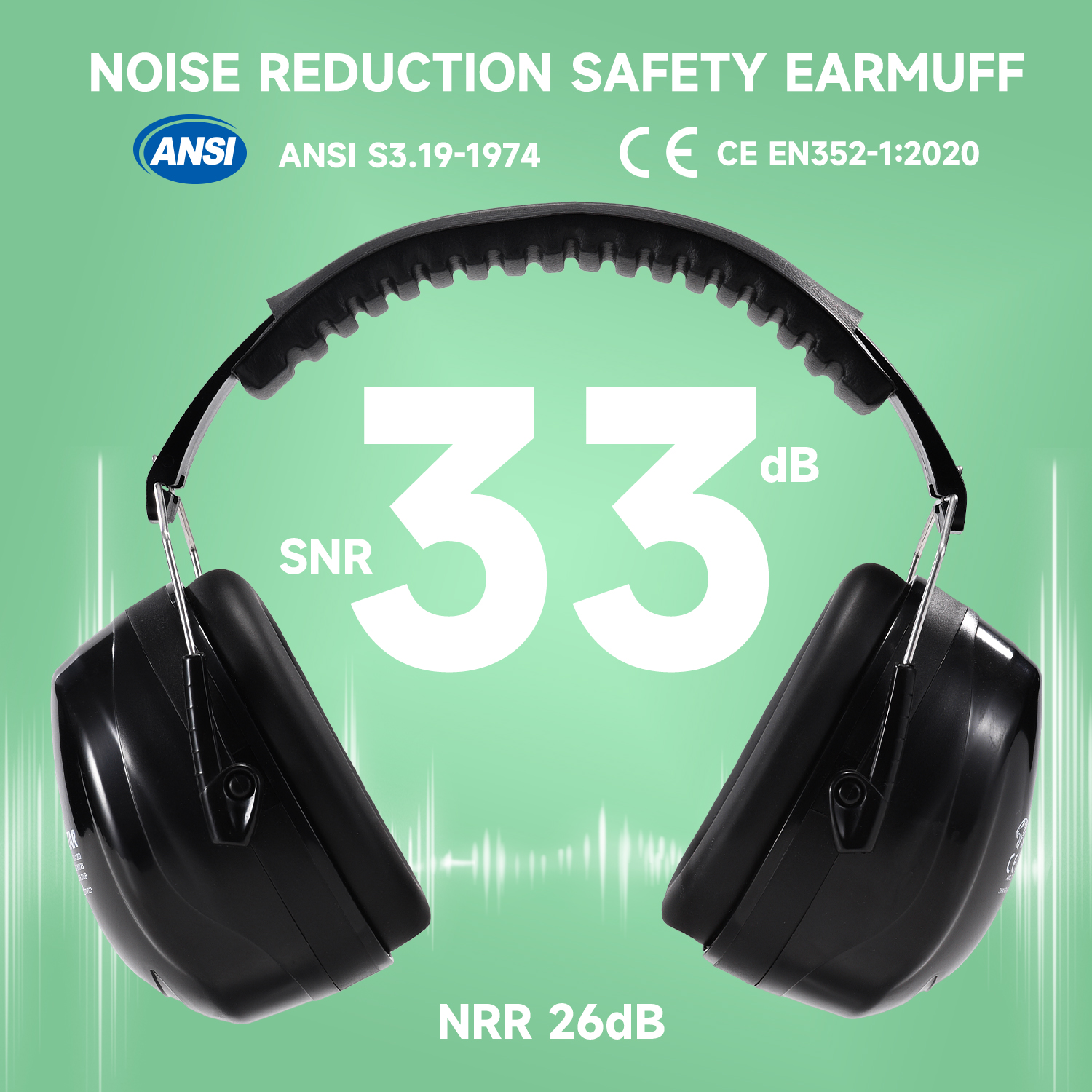 Listo Stock ABS Protective Ear Muffs EM-5002 Negro