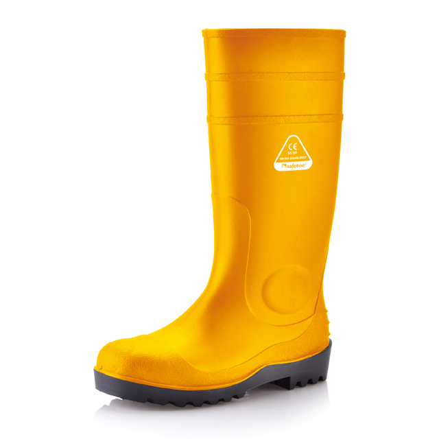 Botas de lluvia de acero de alta resistencia W-6037 amarillo