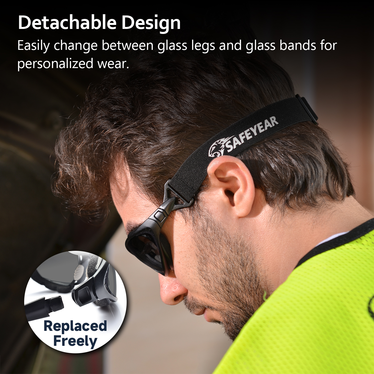 Gafas de sol de seguridad de lente negra SG002 Negro