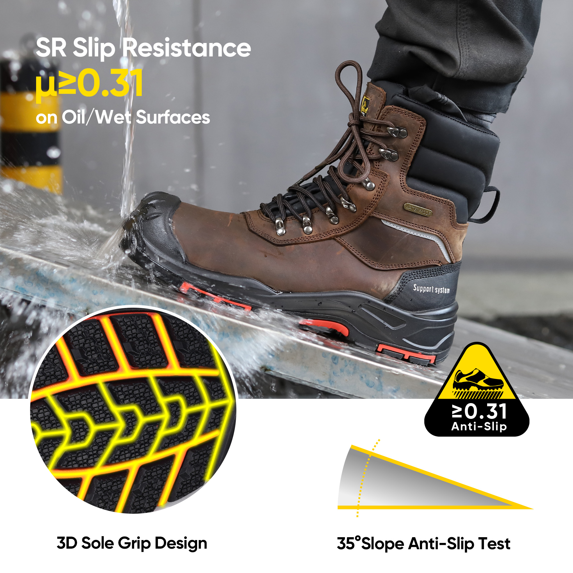 Botas de seguridad tibia para hombres botas de trabajo resistentes al aceite impermeable H-9552