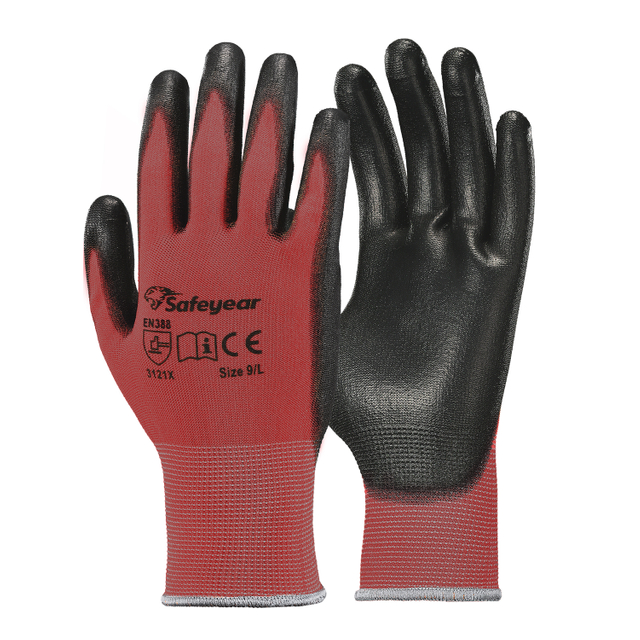 Guantes de trabajo pesados ​​recubiertos de PU PN8003 RED