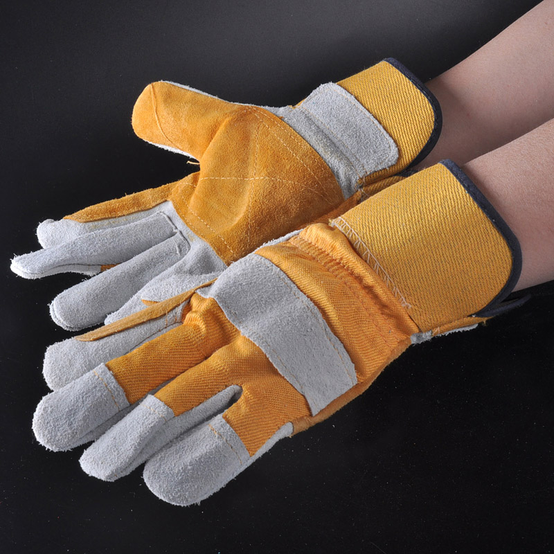 Guantes de cuero para trabajo Guantes de cuero reforzado Guantes de cuero para impactos Corte 5 FL-1015 Amarillo