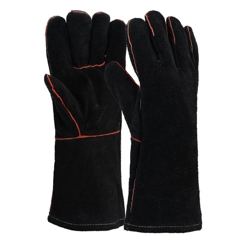 Guantes de trabajo de cuero para soldador S-H24 Negro