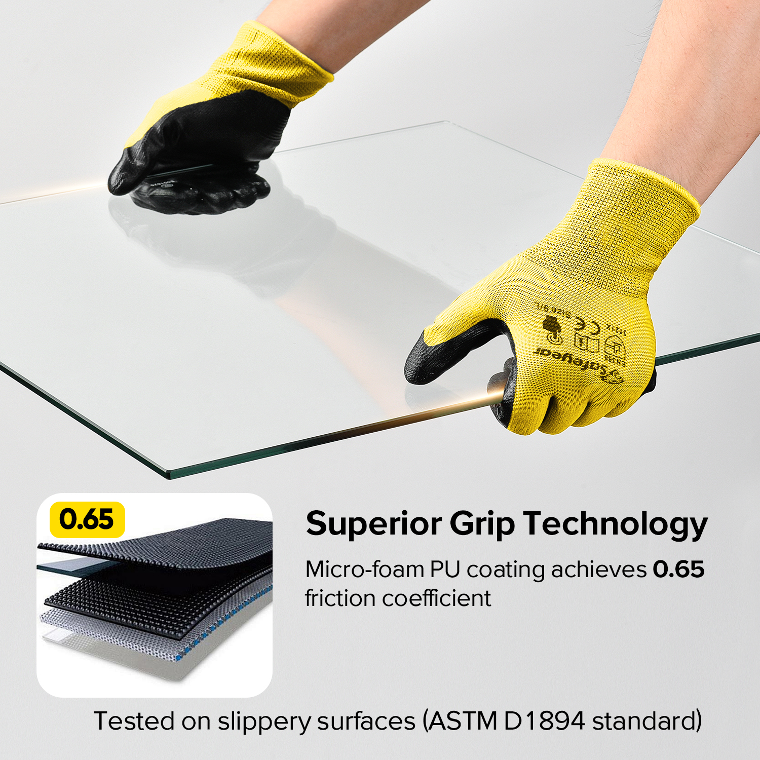 Guantes de trabajo de seguridad recubiertos de nitrilo N1552 Amarillo