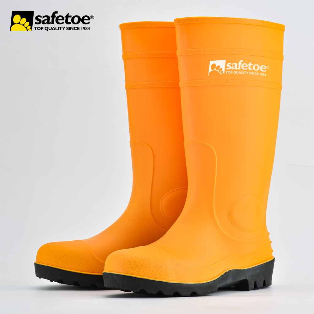 Botas de lluvia con punta de acero resistente W-6037 Amarillo