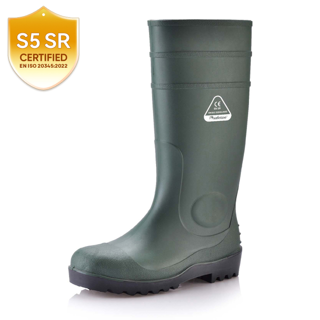 Botas de agua de seguridad S5 - Botas impermeables de PVC W-6037 Verde AquaPioneer