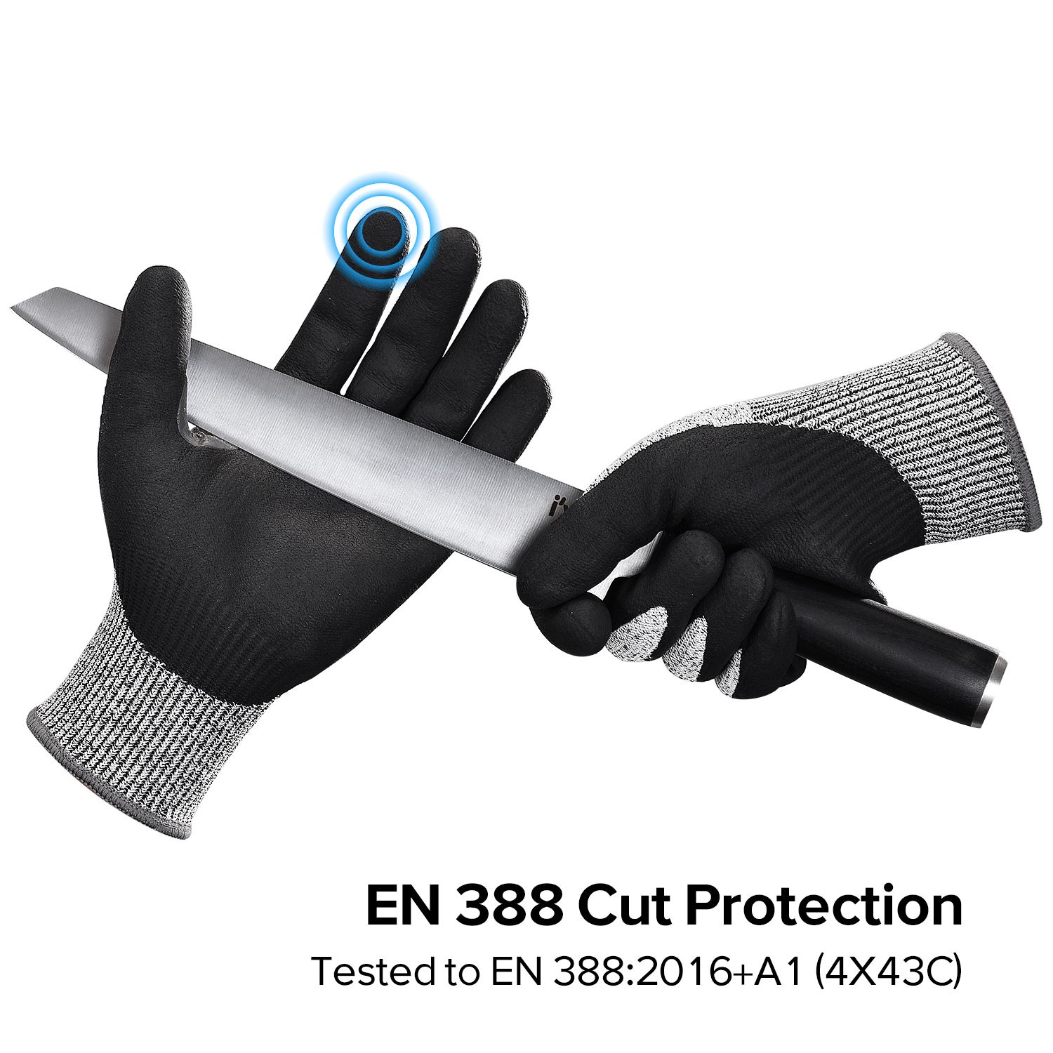 Guantes de trabajo de construcción Guantes de trabajo de seguridad resistente a los guantes PD8045 Negro