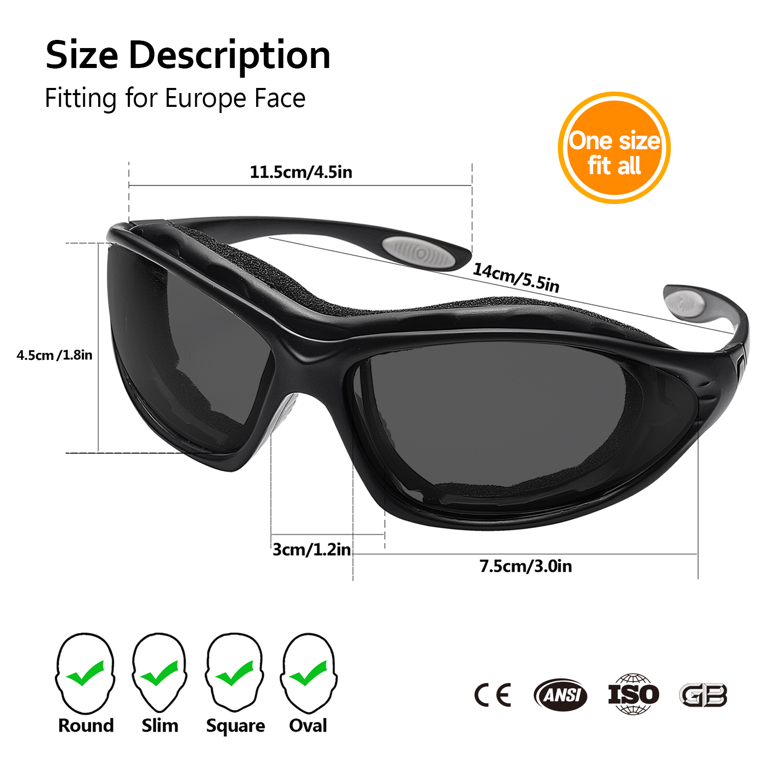Gafas de seguridad antivaho ultracómodas con espuma interior acolchada | ANSI Z87.1 y EN166 SG002 Negro