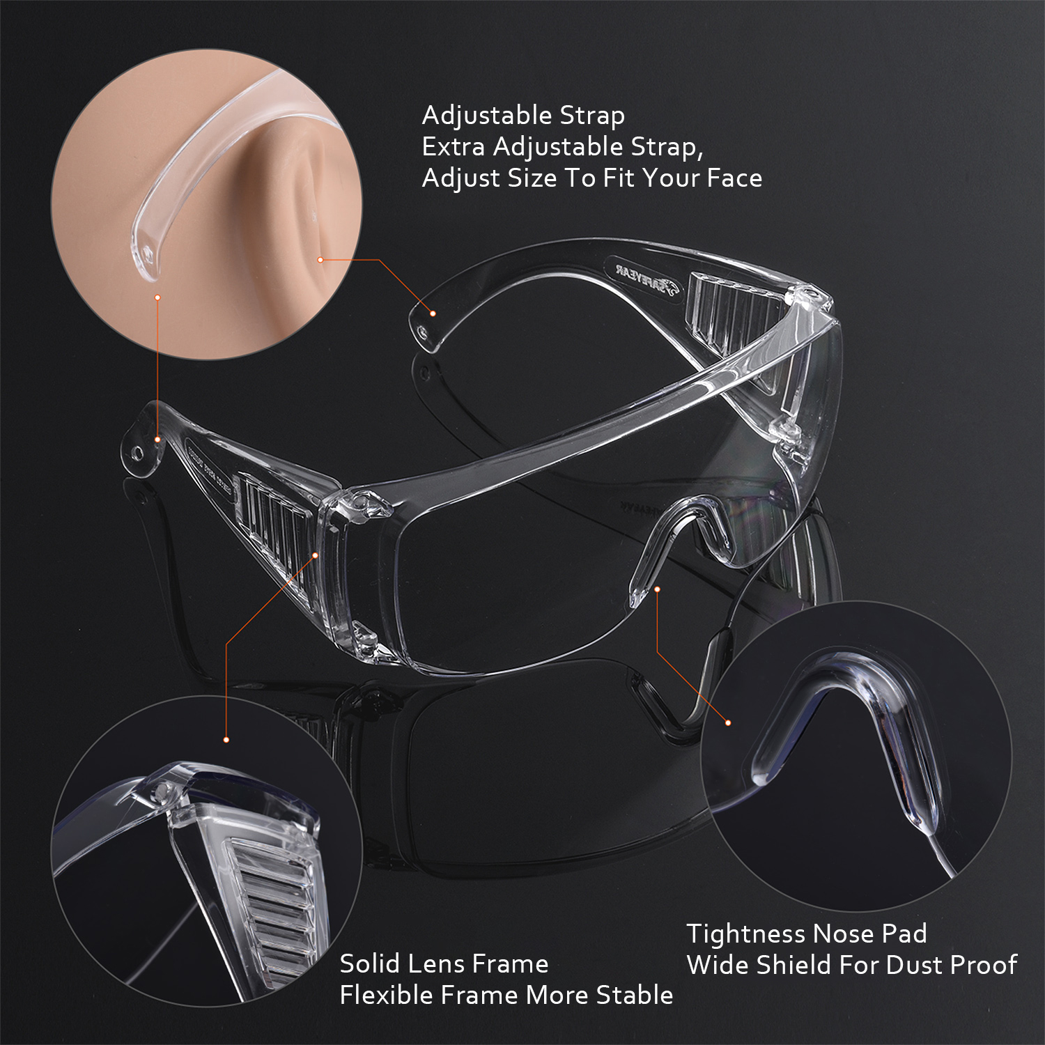 Gafas de seguridad OTG que se ajustan a las gafas graduadas | ANSI Z87.1 y EN166