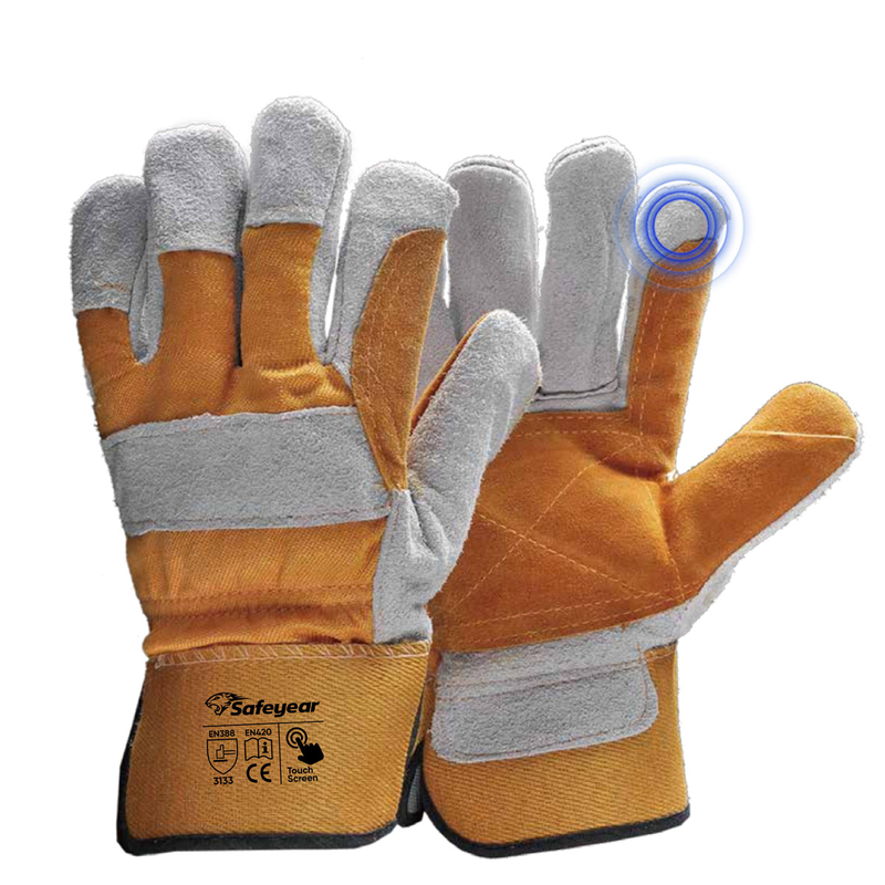 Guantes de cuero de trabajo Guantes de cuero reforzado Guantes de cuero de impacto Corte 5 FL-1015 Amarillo