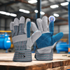 Guante Anticorte con Palma de Cuero Guantes de Impacto de Cuero FL-1015 Azul