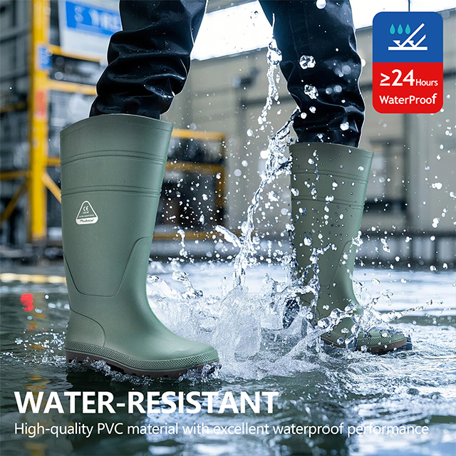 PVC BOTAS DE LLUVIA DE GUMA W-6036 Verde