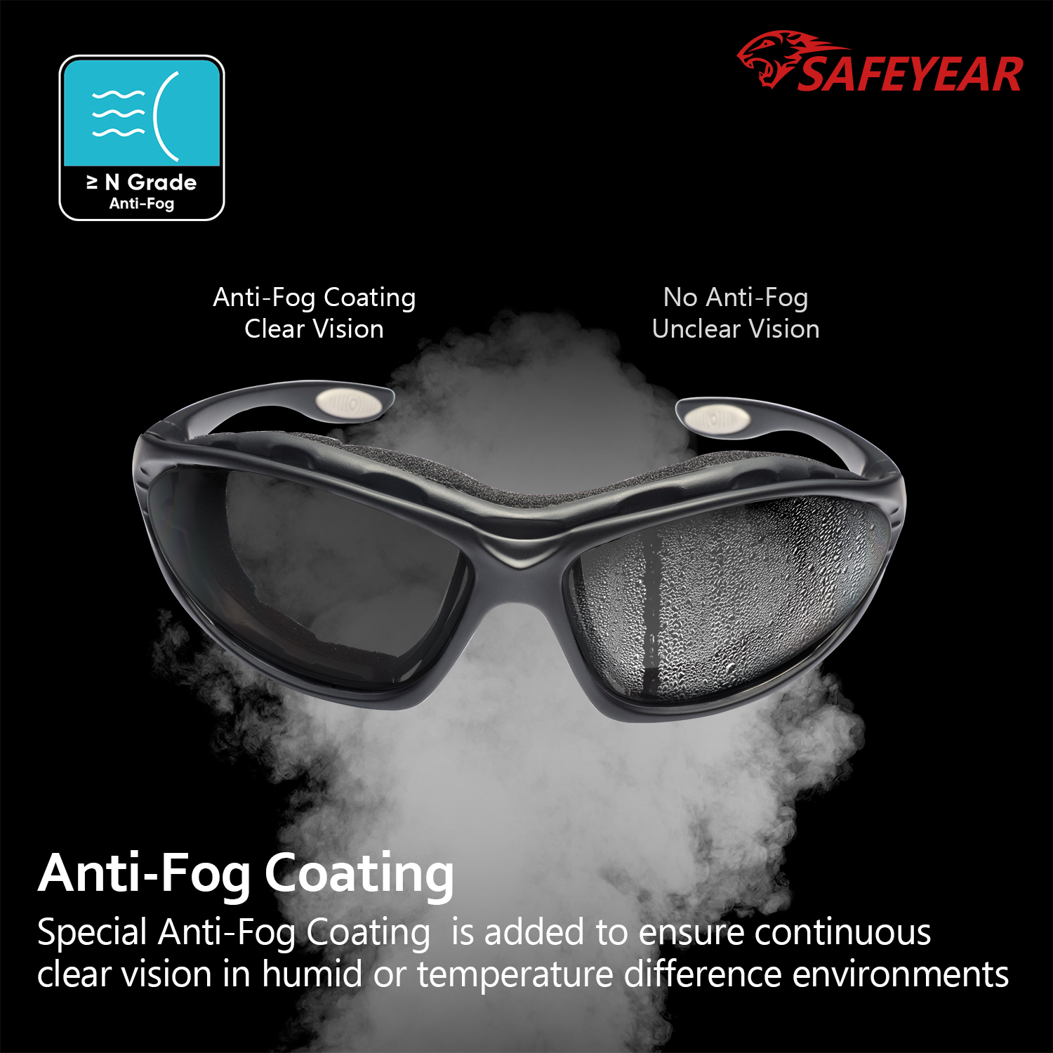 Gafas de sol de seguridad de lente negra SG002 Negro
