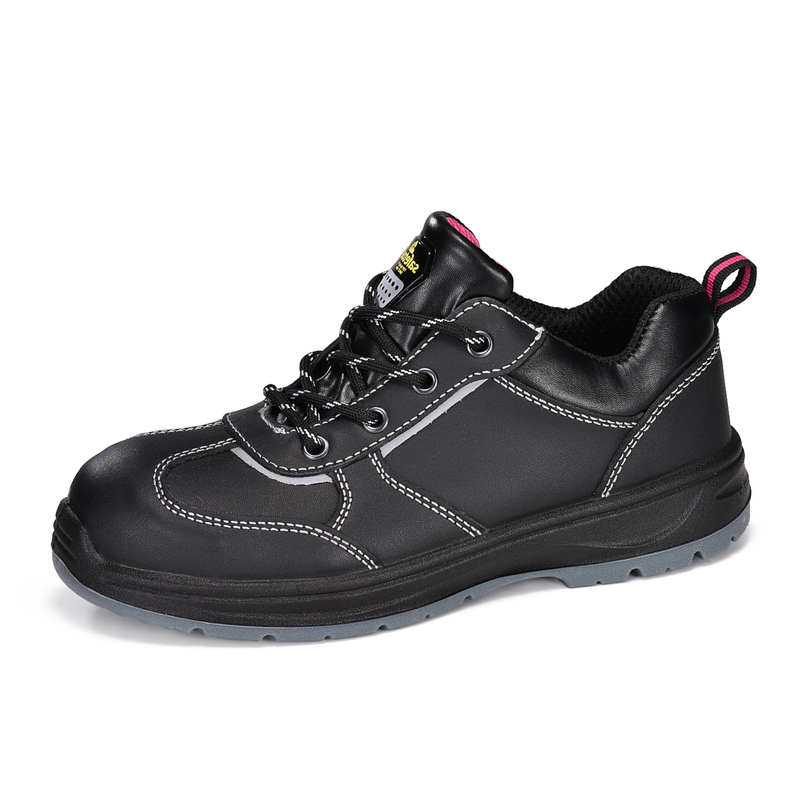 Zapatos de Trabajo Mujer Piel Vacuno Negro con Puntera de Acero de Seguridad L-7508 Liso