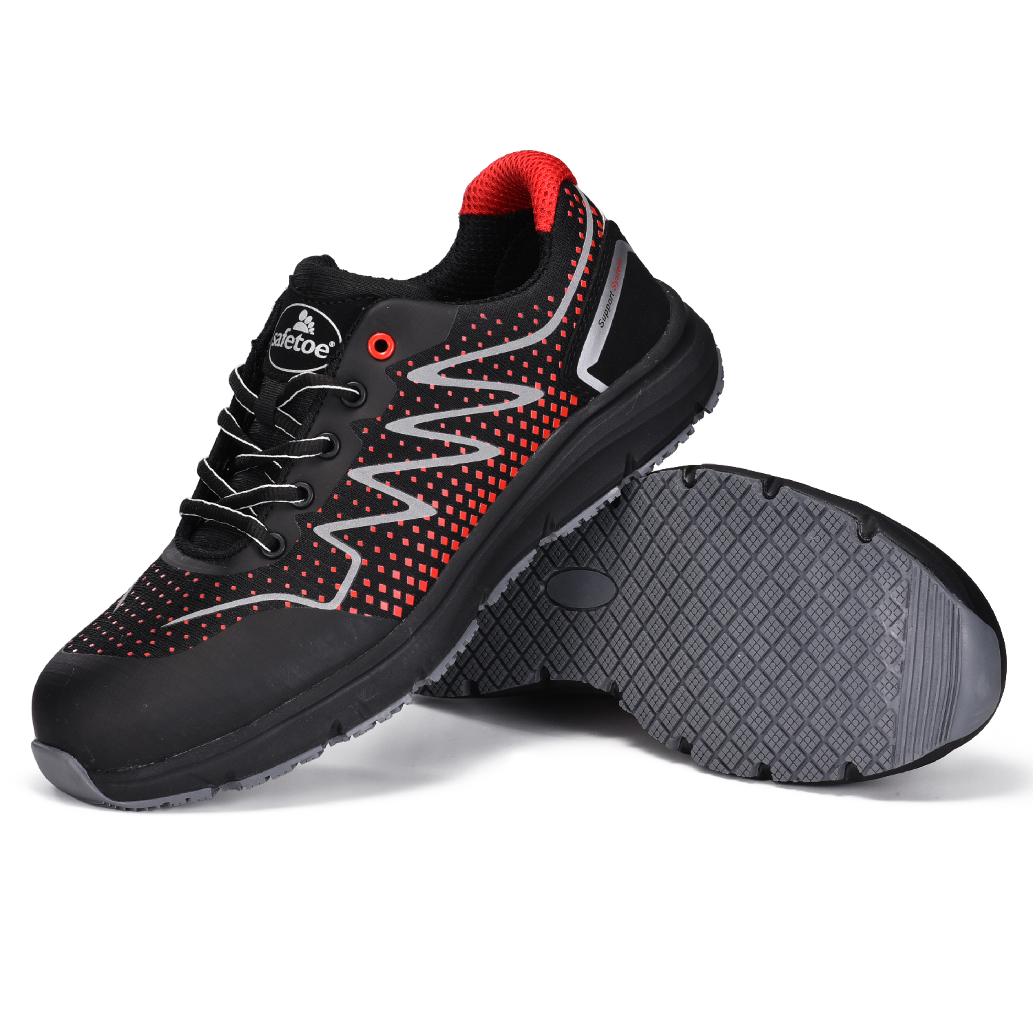 Zapatos de seguridad no metálicos ultraligeros y transpirables L-7530 rojo