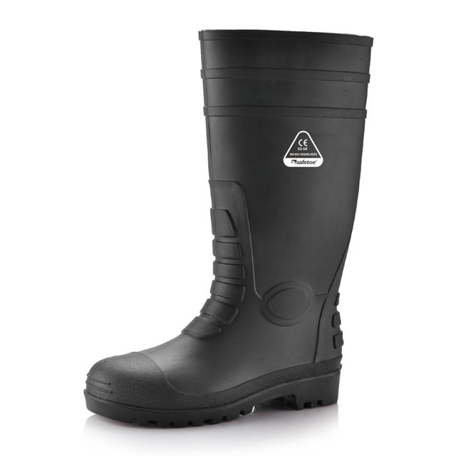Botas de goma de goma impermeables W-6038 negro