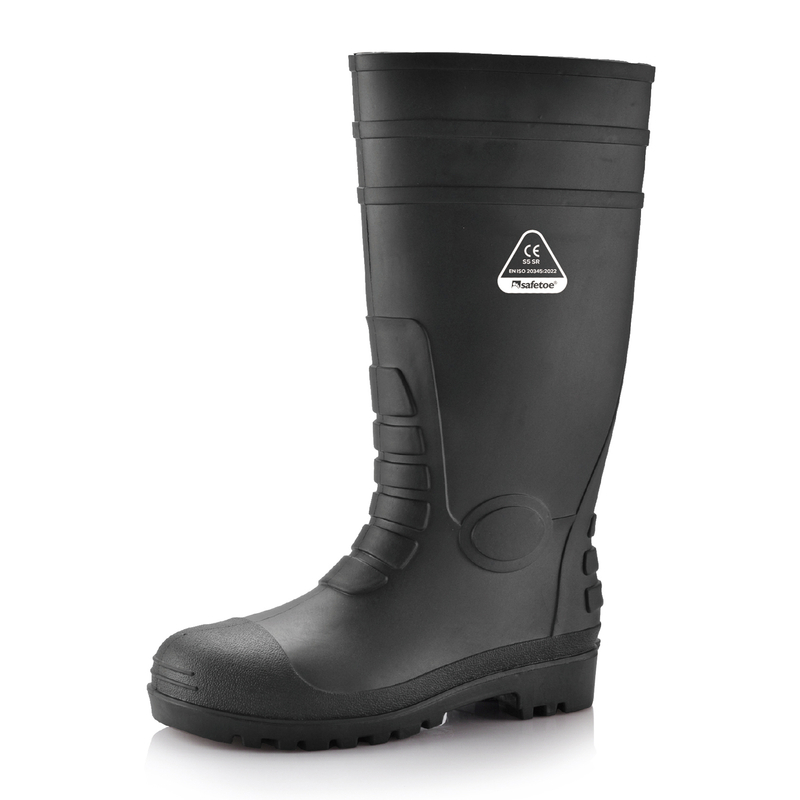Botas de goma de goma impermeables W-6038 negro
