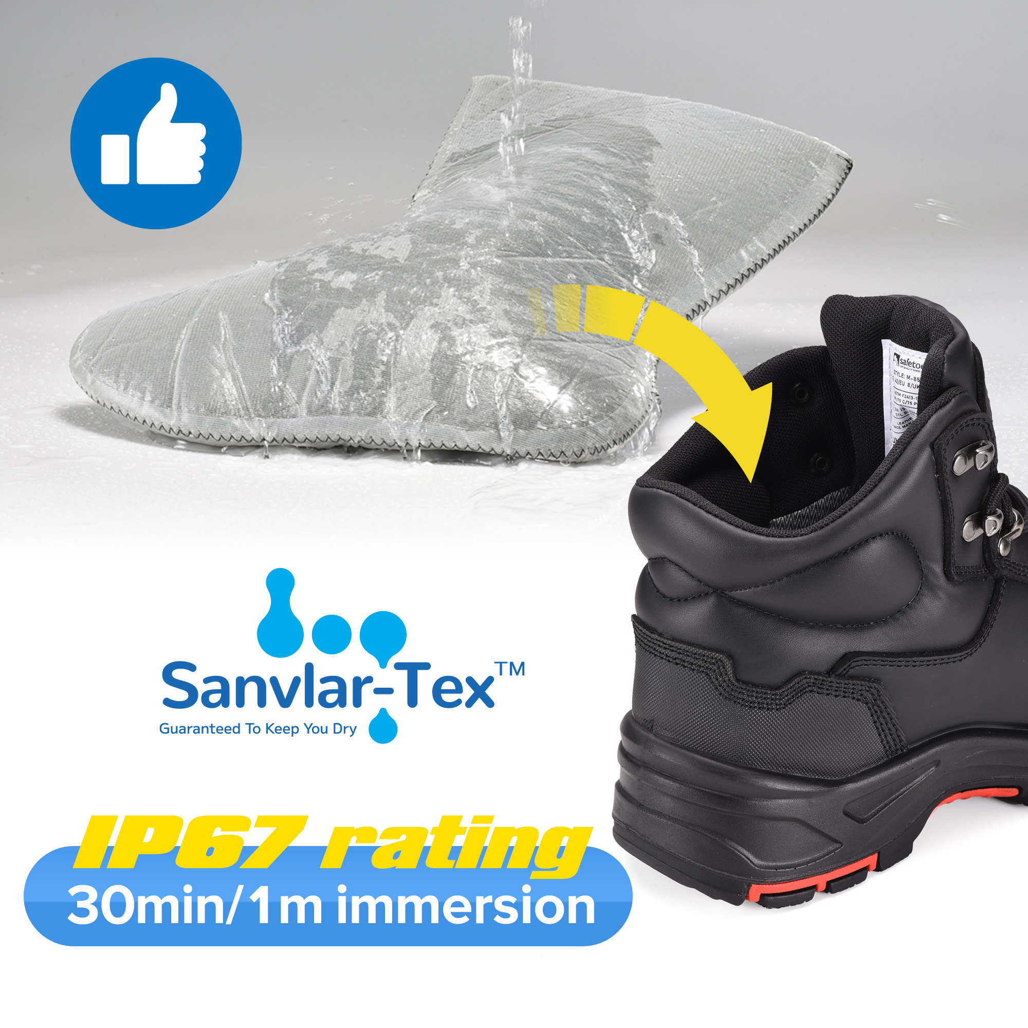 Botas de trabajo de servicio pesado con membrana resistente al agua compuesta con M-8565