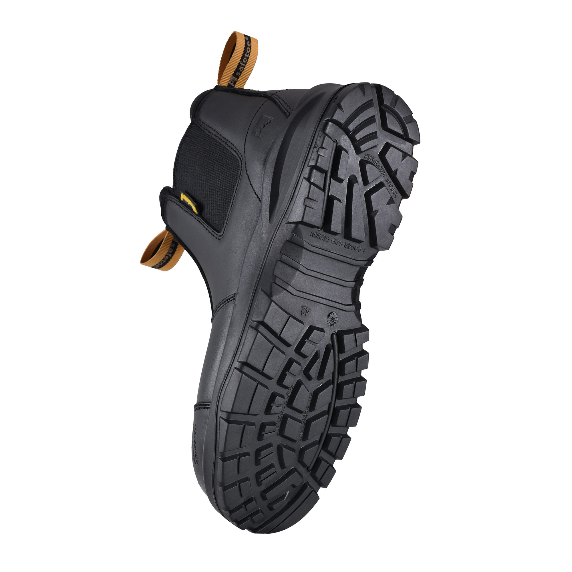 Botas de trabajo de minería sin cordones Chelsea con agarre de escalera M-8025NBKLG