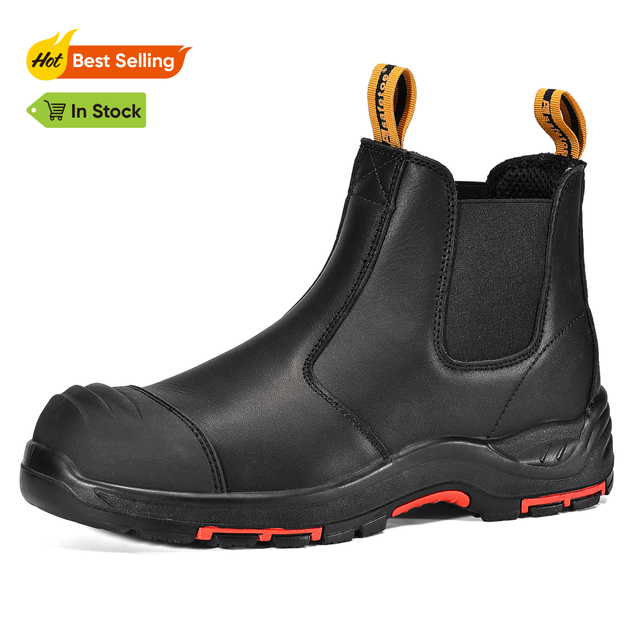 Botas de seguridad de cuero negro para hombres y mujeres M-8025NB BK