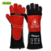  Guantes de cuero Guantes de soldadura resistentes al calor FL-1023 Negro y rojo