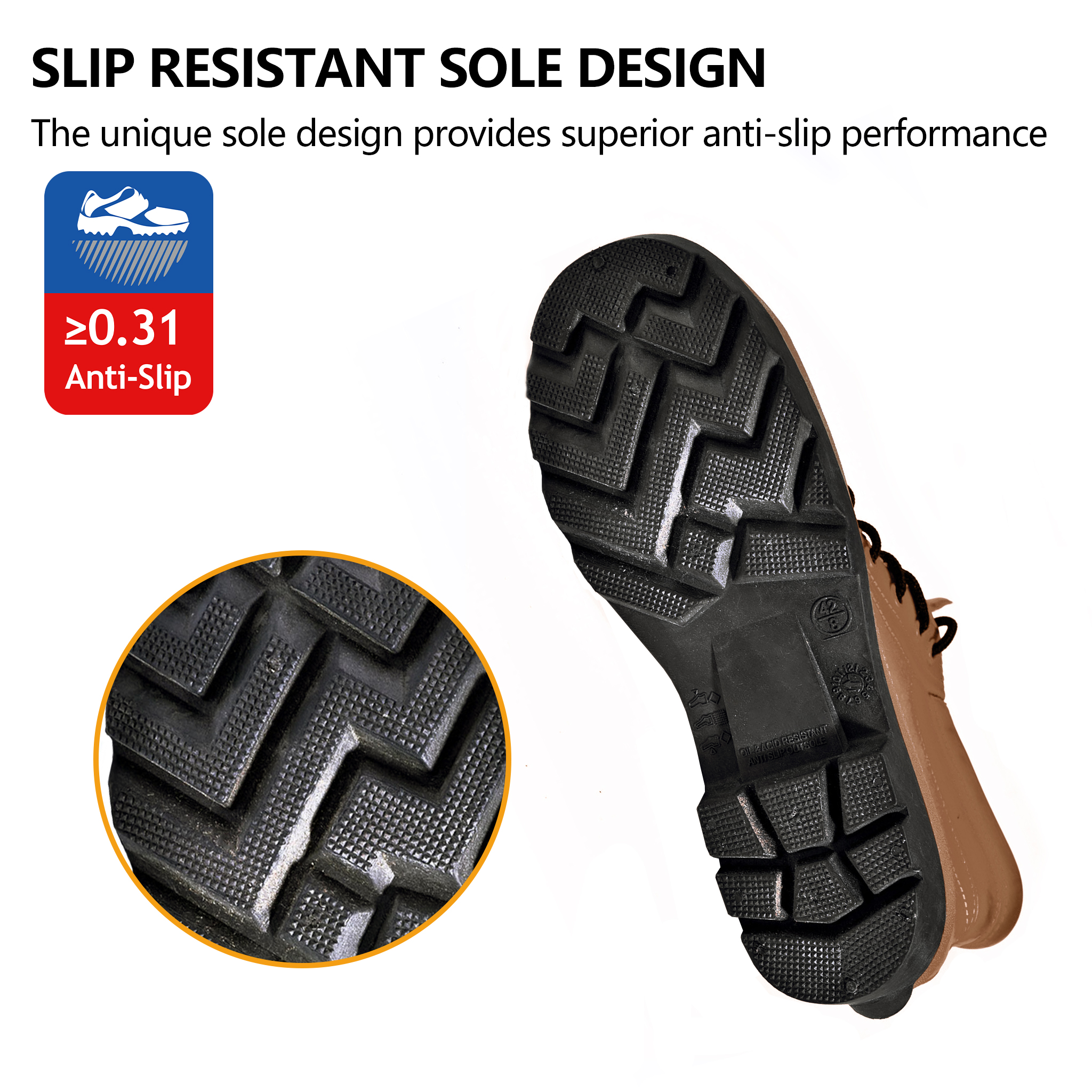 Botas Bajas de Lluvia para Hombre W-6050 Marrón SteelGuarder