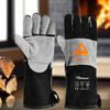 Guantes resistentes al calor para soldar guantes de cuero de vaca FL-1023 negro y gris