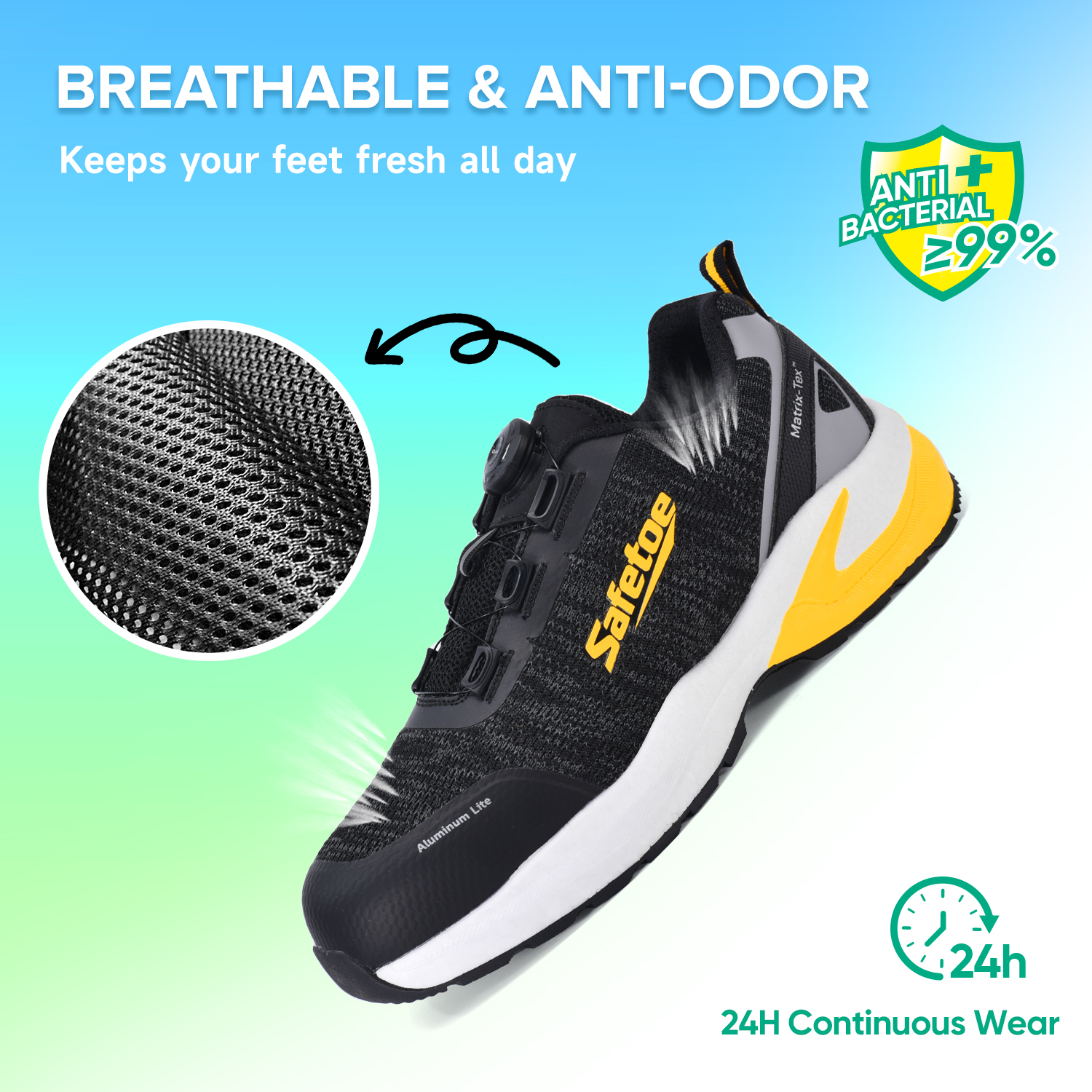 Zapatos de seguridad laboral de verano con punta de aluminio antideslizantes para trabajadores de logística L-7609 Amarillo