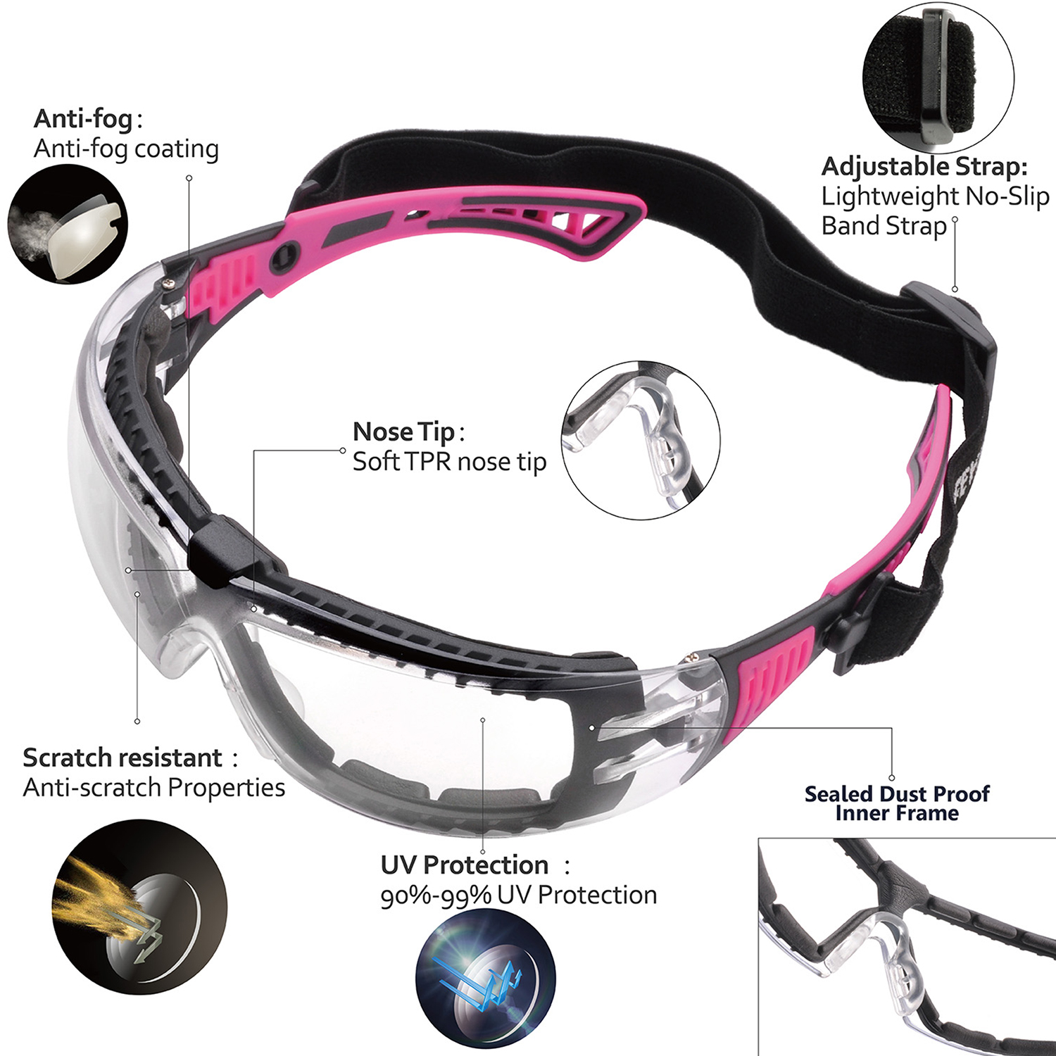 Gafas de seguridad antivaho para mujer | ANSI Z87.1 y CE EN166